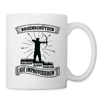 Bogenschützen Improvisieren Spruch - Archer - Tasse - Weiß - Rechts