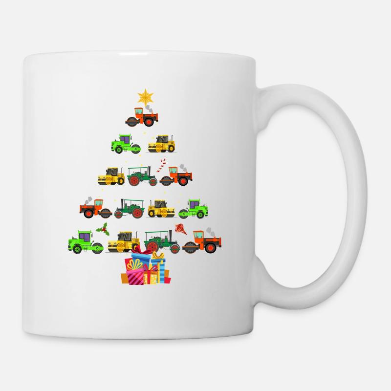 Christmas kids excavator machines Christmas tree - Mug - white