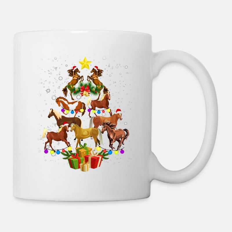 Horses Christmas tree for Christmas - Mug - white