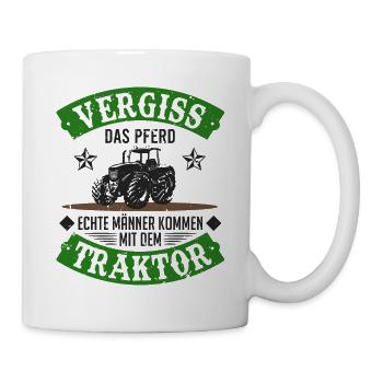 Traktor Echte Männer Spruch Traktorfahrer Geschenk - Tasse - Weiß - Rechts