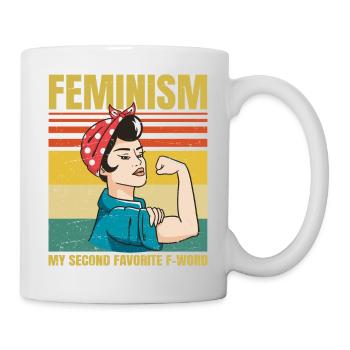 Le féminisme est mon deuxième mot F préféré drôle - Mug blanc - blanc - Droite