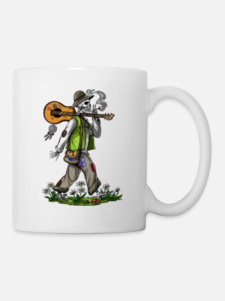 Skelett Hippie Stoner - Tasse - Weiß