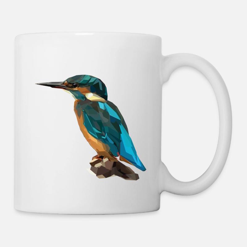 Eisvogeltier Vogelmotiv Polygonalkunst - Tasse - Weiß