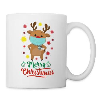Rentier Elch Mundschutz Weihnachten Geschenk - Tasse - Weiß - Rechts