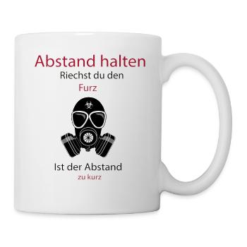 Abstand halten - riechst du den Furz - Tasse - Weiß - Rechts