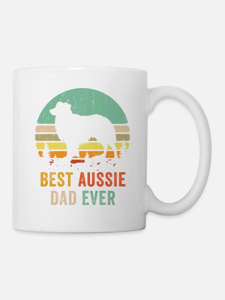 Chemise Australian Shepherd Papa Best Dad Ever - Ret - Mug blanc - blanc