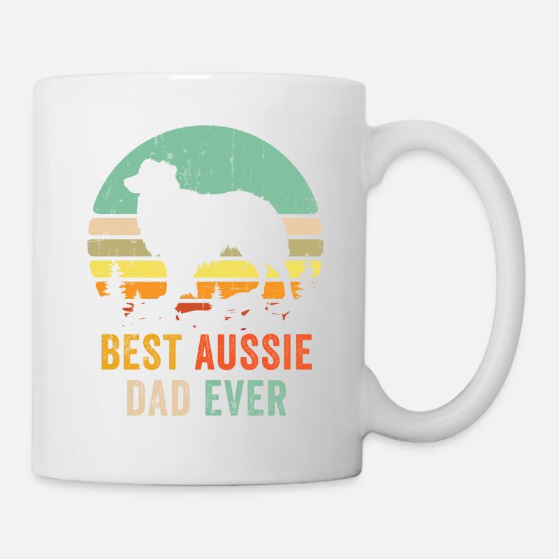 Australischer Schäferhund Papa Best Dad Ever Shirt - Ret - Tasse - Weiß
