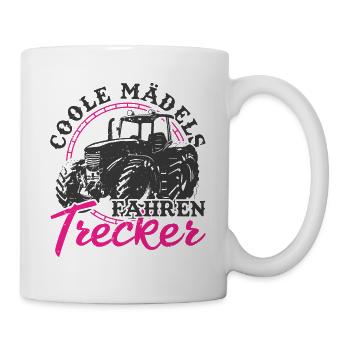 Coole Mädchen fahren Trecker Traktorfahrer - Tasse - Weiß - Rechts