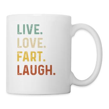 Live love fart laugh Retro Vintage funny Gift - Mug - white - Right
