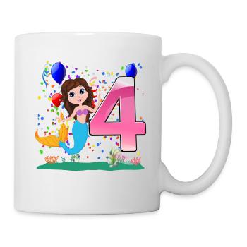 Mermaid 4 years for 4th birthday for girls - Mug - white - Right