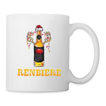Lustige Bier Weihnachten Renbiere Santa - Tasse - Weiß - Rechts