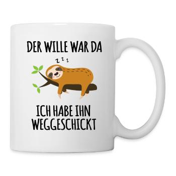 Lustiger Faultier Spruch Arbeitskollege Mitarbeite - Tasse - Weiß - Rechts