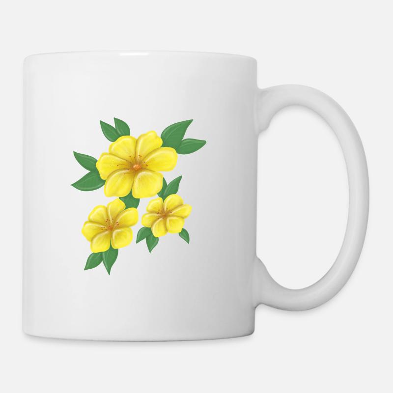 Gelbe Blumen - Tasse - Weiß