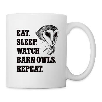 Schleiereule Eat Sleep Repeat Shirt Eulenliebhaber - Tasse - Weiß - Rechts