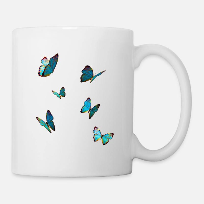 Papillons bleus - Mug blanc - blanc