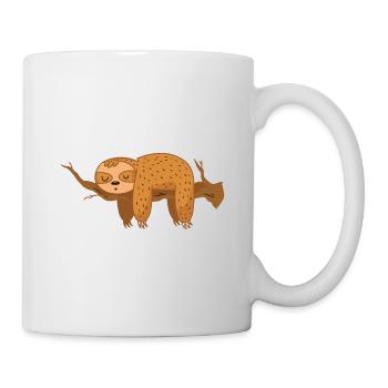 Schlafshirt Pyjama Schlafanzug Nachthemd Faultier - Tasse - Weiß - Rechts