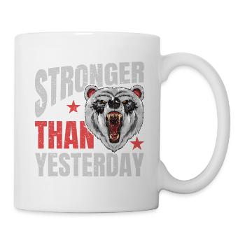 Stronger Than Yesterday - Gym Weight Training Fitness - Mug - white - Right