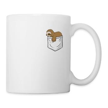 Paresseux mignon bébé kawaii dort dans le sac - Mug blanc - blanc - Droite