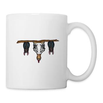 Chauves-souris drôles et poulet pendent à l'envers - Mug blanc - blanc - Droite
