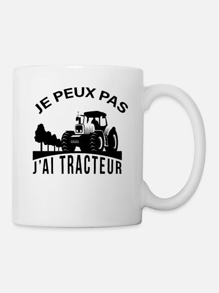 Je peux pas j'ai tracteur - Mug blanc - blanc
