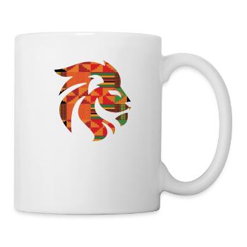 Afrikanischer Löwenkopf mit Ghana Kente Muster, Tier - Tasse - Weiß - Rechts