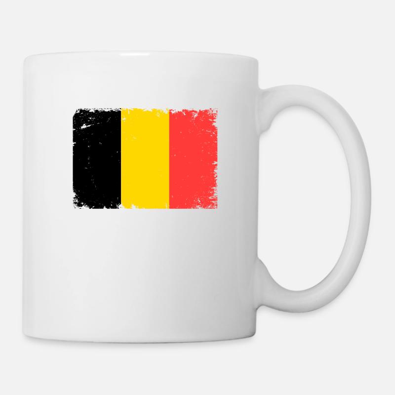 Drapeau belge belge dans un look rétro vintage - Mug blanc - blanc