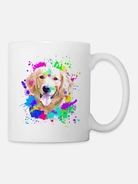 Golden Retriever Splash Art Hund - Tasse - Weiß