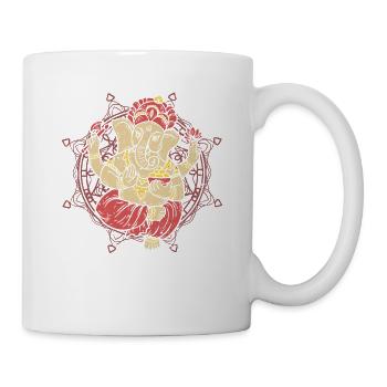 Elefant Ganesha Yoga Mandala - Tasse - Weiß - Rechts