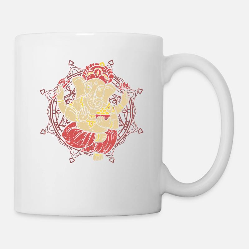 Elephant Ganesha Yoga Mandala - Mug - white