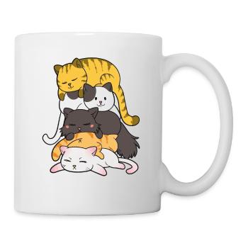 Cute Kitty Stack Anime Cats Kawaii Cat - Mug - white - Right