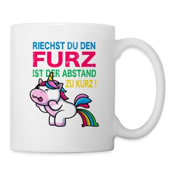 Buntes pupsen Einhorn Furz furzen Meme Geschenk - Tasse - Weiß - Rechts