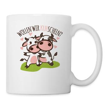 Kühe knuddeln gerne Kuhscheln verliebt umarmen - Tasse - Weiß - Rechts
