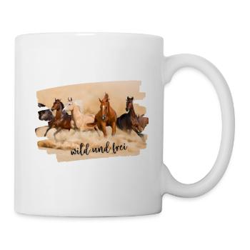 Pferde Wüste reiten wild frei - Tasse - Weiß - Rechts