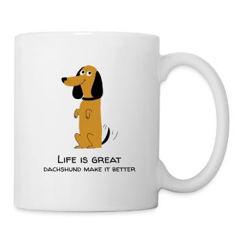Das Leben ist Großartig, Dackel - Tasse - Weiß - Rechts