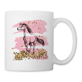 Pferd Gold rosa Glitzer - Tasse - Weiß - Rechts