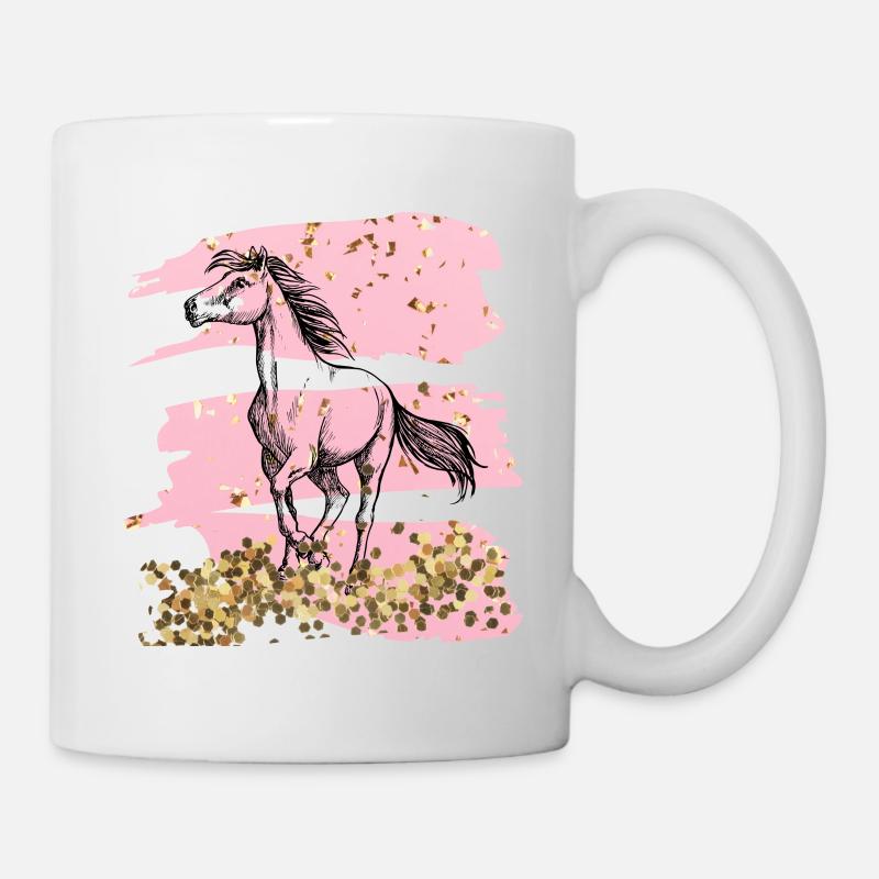 Cheval paillettes rose or - Mug blanc - blanc
