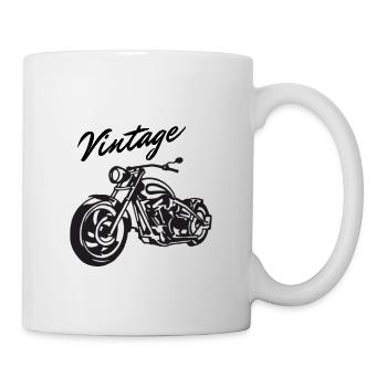 Motorcycle vintage biker cafe racer t-shirt - Mug - white - Right