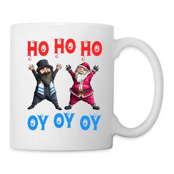 Ho Ho Ho Oy Oy Oy Funny Christmas Santa Hanukkah J - Mug - white - Right
