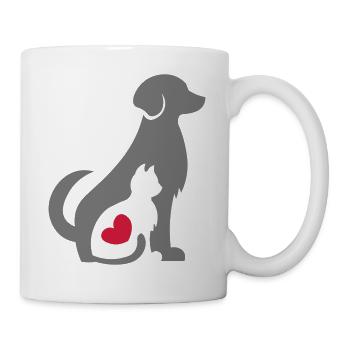 Cat and Dog / Geschenkidee Tierfreunde / Herz - Tasse - Weiß - Rechts