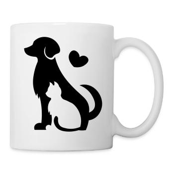 Chien et chat - idée cadeau amoureux des animaux avec un cœur - Mug blanc - blanc - Droite