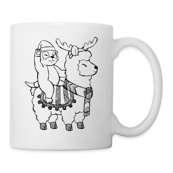 Weihnachten Erdmännchen Reitet zum Ausmalen - Tasse - Weiß - Rechts