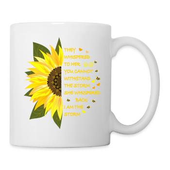 Sonnenblumen Blüte mit Text - Tasse - Weiß - Rechts