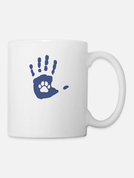 Cadeau personnalisé de chat de chien de patte de main - Mug blanc - blanc