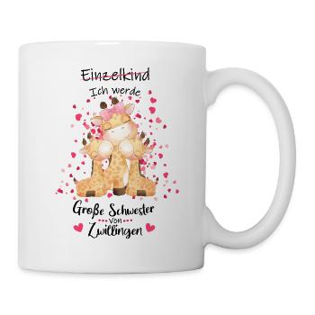 Einzelkind ade Große Schwester von Zwillingen 2021 - Tasse - Weiß - Rechts