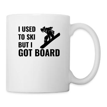 Snowboarding Pun - I used to ski, but I got BOARD - Mug - white - Right