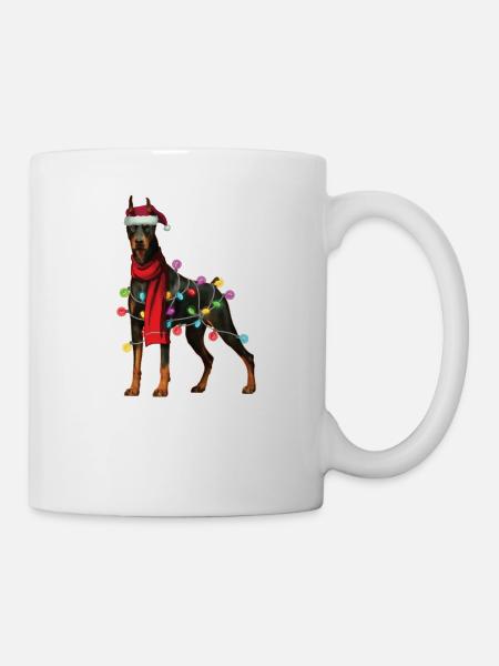 Weihnachts-Weihnachts-Weihnachtsgeschenk des Weihnachtsmann-Dobermann-Hundes - Tasse - Weiß