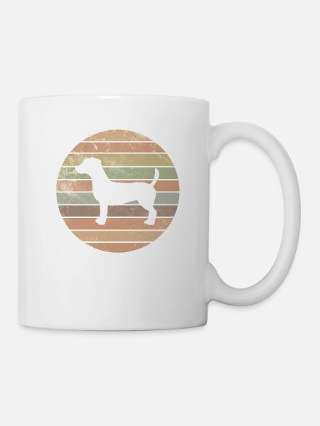 Jack Russel Terrier Hund Haustier Retro Geschenk - Tasse - Weiß