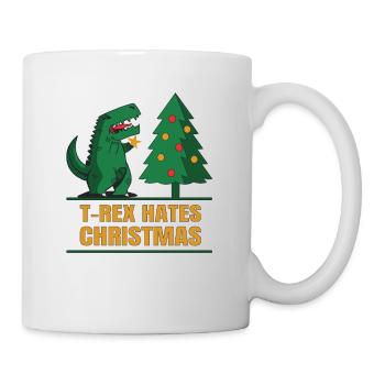 T-Rex Hates Christmas Witziger Trex Dino - Tasse - Weiß - Rechts