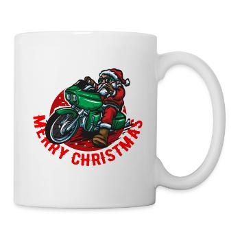 biker Santa Claus green bike - Mug - white - Right