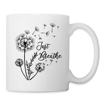 Just Pusteblume Breathe Löwenzahn Sommer Frühling - Tasse - Weiß - Rechts